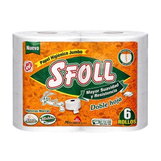 papel higienico jumbo doble hoja sfoll 6 rollos
