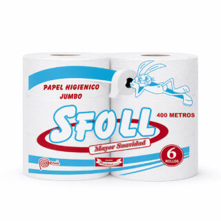 Papel higiénico blanco 400M marca sfoll para instituciones