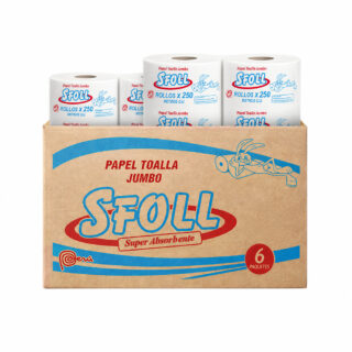 PAPEL TOALLA JUMBO – CAJA X6 ROLLOS DE 250M MARCA SFOLL